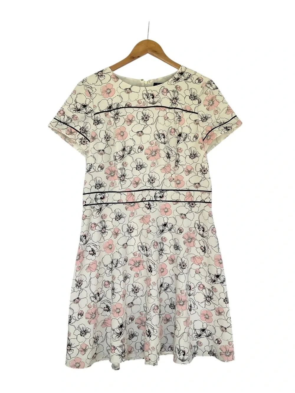 NWT Brooks Brothers White Floral Dress Fit Flare 14P 14 P